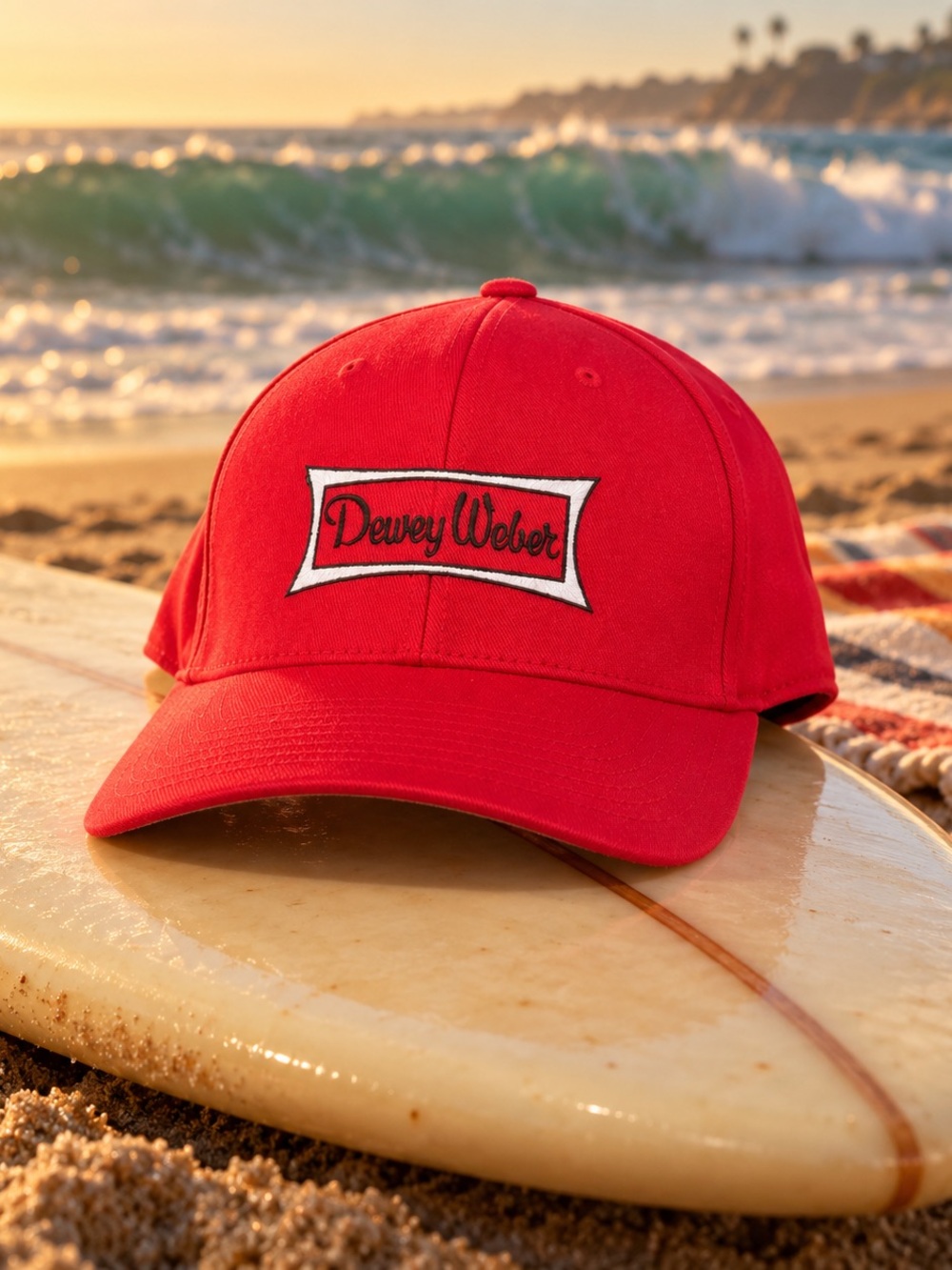 Dewey Weber Surfboards Red Classic Logo Flexfit Hat L-XL Surf Longboard Cap